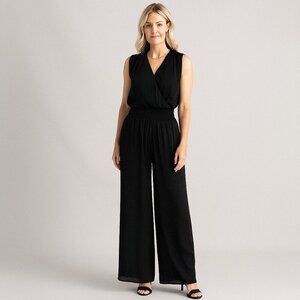 Another Thyme Black Wide Leg Pants | High Waist Flowing Dressy Style L